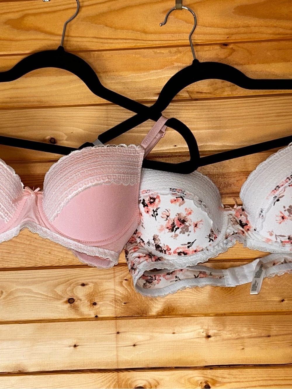 Laura Ashley Pink & White Floral Lace Push-Up Bra Duo